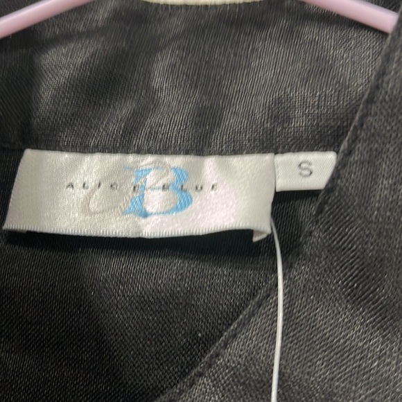 Alice Blue Linen Safari Utility Long Sleeve Buttoned Black Blouse S - Picture 10 of 11